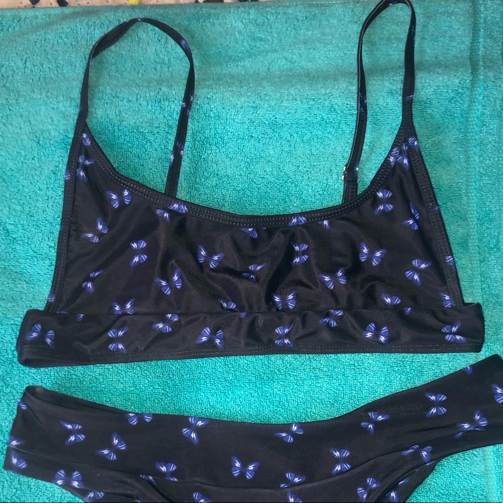 never worn, swimsuit top and bottom, high waisted, cheeky